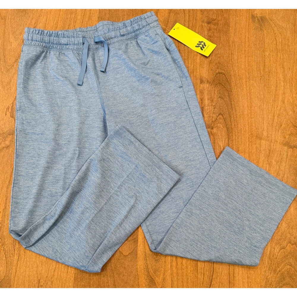 All in Motion Soft Pants Light Blue Heathered open leg NWT large 10/12